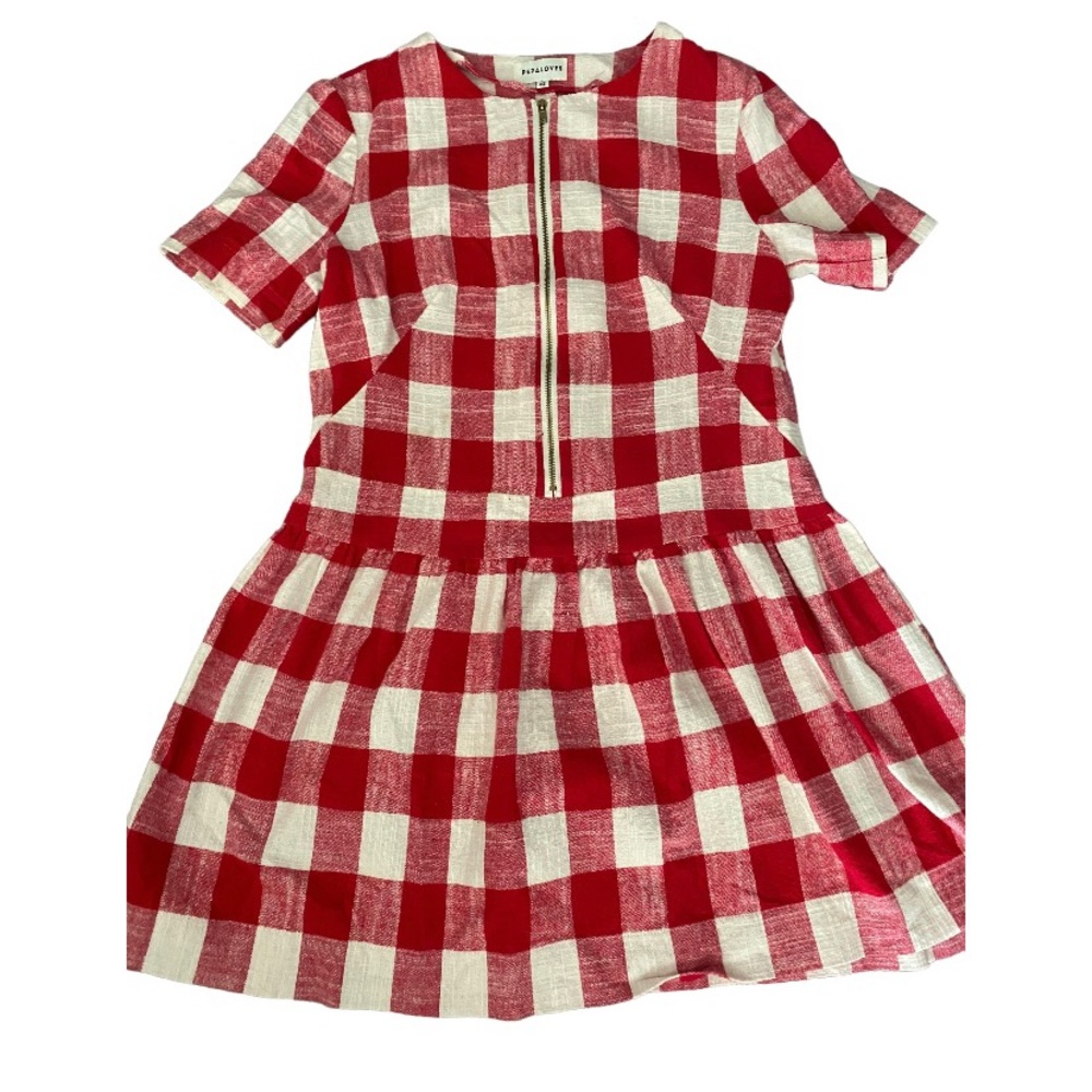 Pepaloves Shortsleeve Dress natural white-red check pattern vintage EUC